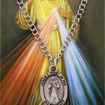 Oval Divine Mercy Medal and Prayer Card Set - Silver-tone