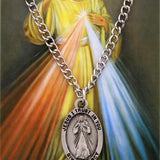 Oval Divine Mercy Medal and Prayer Card Set - Silver-tone