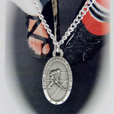Boys St. Christopher Ice Hockey Medal and Prayer Card Set - Silver-tone