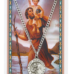 Round St. Christopher Medal and Prayer Card Set - Silver-tone