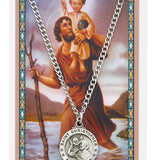 Round St. Christopher Medal and Prayer Card Set - Silver-tone