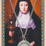 Round St. Clare Medal and Prayer Card Set - Silver-tone