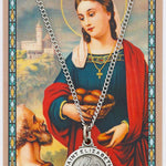 Round St. Elizabeth of Hungry Medal and Prayer Card Set - Silver-tone
