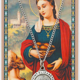Round St. Elizabeth of Hungry Medal and Prayer Card Set - Silver-tone