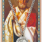 Round St. Nicholas Medal and Prayer Card Set - Silver-tone