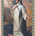 Round St. Rose of Lima Medal and Prayer Card Set - Silver-tone