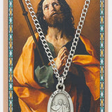 Oval St. James the Greater Medal and Prayer Card Set - Silver-tone