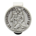 Round St. Christopher Visor Clip - Silver-tone