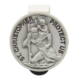 Round St. Christopher Visor Clip - Silver-tone
