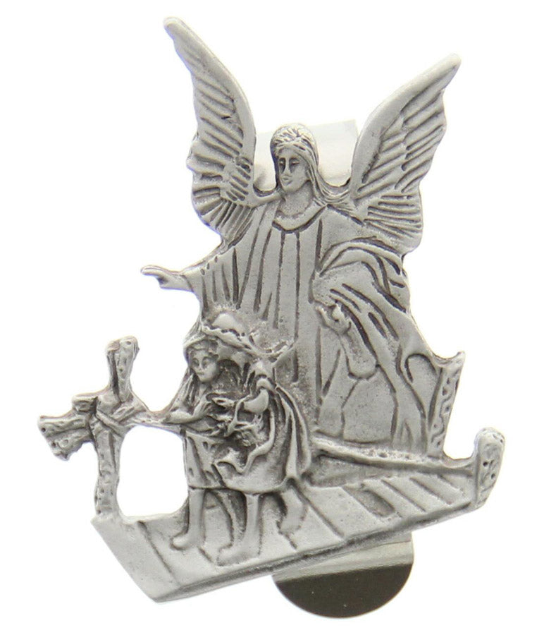 Guardian Angel Cut-Out Visor Clip - Silver-tone