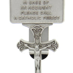 Crucifix Visor Clip Catholic Call A Priest - Silver-tone