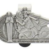 Our Lady of the Highway and St. Christopher Visor Clip - Silver-tone