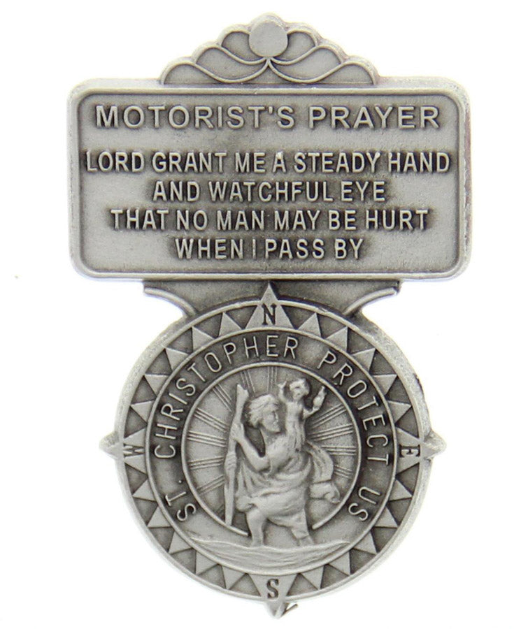 St. Christopher Motorist's Prayer Visor Clip - Silver-tone