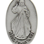 Oval Divine Mercy Visor Clip - Silver-tone
