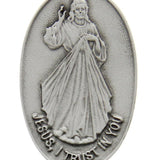 Oval Divine Mercy Visor Clip - Silver-tone