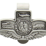 St. Christopher with Wings Land-Air-Sea Visor Clip - Silver-tone