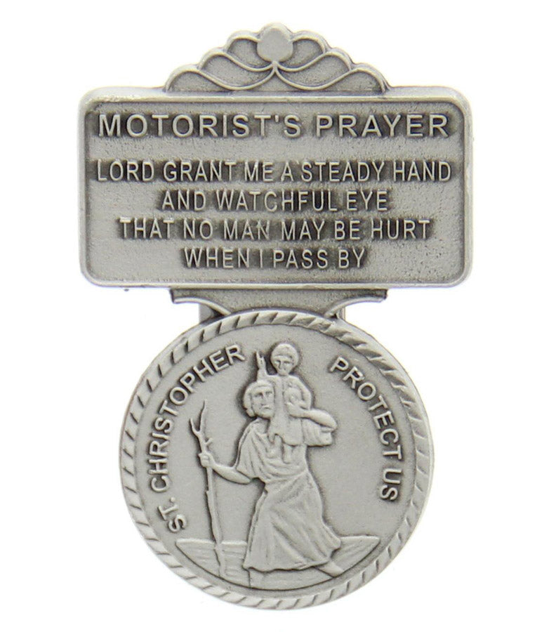 St. Christopher Motorist's Prayer Visor Clip - Silver-tone