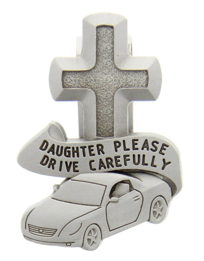 Daughter Please Drive Carefully Visor Clip - Silver-tone