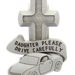 Daughter Please Drive Carefully Visor Clip - Silver-tone