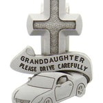 Granddaughter Please Drive Carefully Visor Clip - Silver-tone