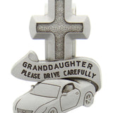 Granddaughter Please Drive Carefully Visor Clip - Silver-tone