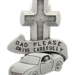 Dad Please Drive Carefully Visor Clip - Silver-tone