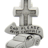 Dad Please Drive Carefully Visor Clip - Silver-tone