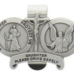 St. Christopher and Guardian Angel Protect My Daughter Visor Clip - Silver-tone