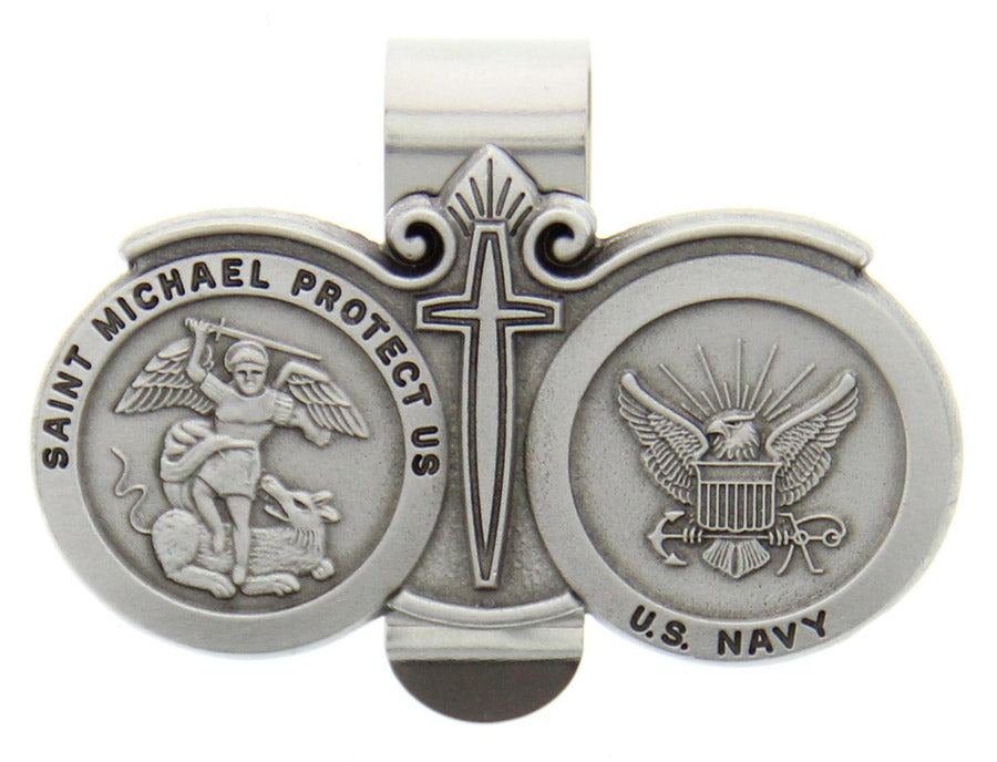St. Michael U.S. Navy Visor Clip - Silver-tone