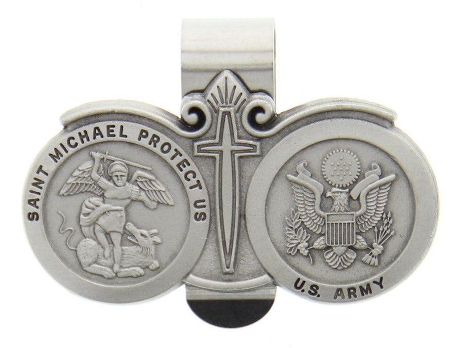 St. Michael U.S. Army Visor Clip - Silver-tone