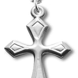 Women's Sterling Silver Beveled Edge Cross Necklace with Chain Options - 18&quot; 1.8mm Sterling Silver Chain + Clasp