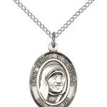 St. Teresa of Calcutta Medal, Sterling Silver, Medium - 18&quot; 1.2mm Sterling Silver Chain + Clasp