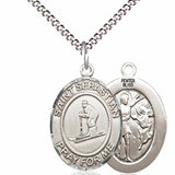 Boy's Pewter Oval St. Sebastian Skiing Medal