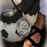 Boy's St. Christopher Soccer Medal with Leather Chain and Prayer Card Set - Single