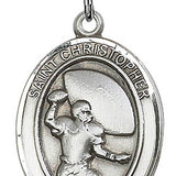Boy's Sterling Silver Saint Christopher Football Medal - 18&quot; 2.1mm Rhodium Plate Chain + Clasp