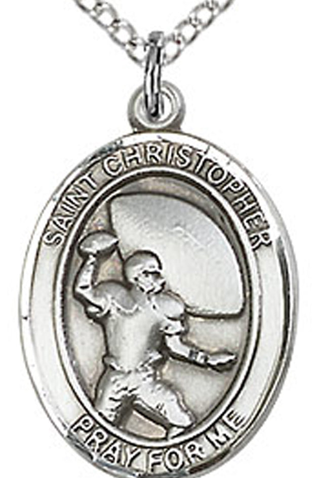 Boy's Sterling Silver Saint Christopher Football Medal