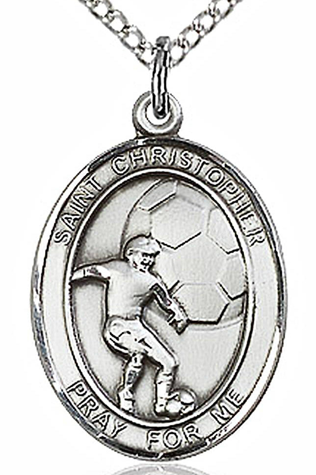 Boy's Sterling Silver Saint Christopher Soccer Medal