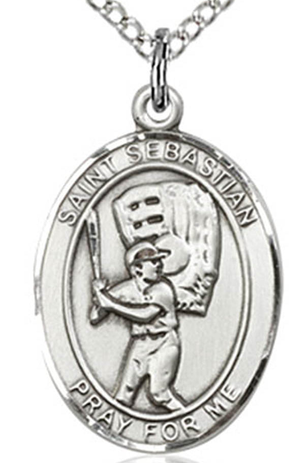 Boy's Sterling Silver Saint Sebastian Baseball Medal