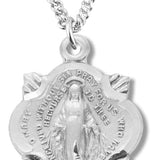Women's Budded Edge Miraculous Necklace, Sterling Silver with Chain Options - 18&quot; 1.8mm Sterling Silver Chain + Clasp