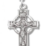 Women's Sterling Silver Celtic Crucifix Necklace with Chain Options - 18&quot; 1.8mm Sterling Silver Chain + Clasp