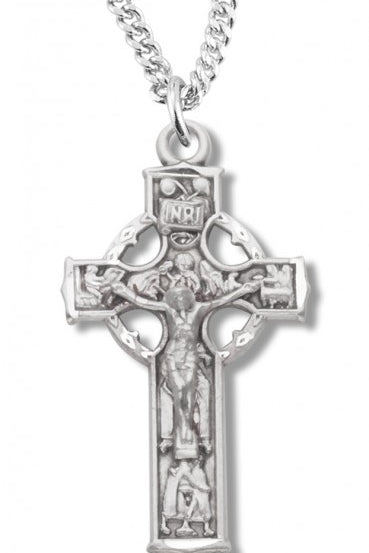 Women's Sterling Silver Celtic Crucifix Necklace with Chain Options