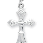 Communion Cross Necklace, Sterling Silver with Chain - 18&quot; 1.8mm Sterling Silver Chain + Clasp