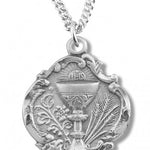 Communion Necklace Baroque Style, Sterling Silver with Chain Options - 18&quot; 1.8mm Sterling Silver Chain + Clasp