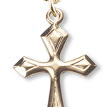Women's 14kt Gold Plated Beveled Edge Diamond Pattern Cross Necklace + 18 Inch Gold Plated Chain &amp; Clasp - Gold-tone