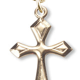 Women's 14kt Gold Plated Beveled Edge Diamond Pattern Cross Necklace + 18 Inch Gold Plated Chain &amp; Clasp - Gold-tone