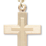 Women's 14kt Gold Over Sterling Silver Striped Etched Cross Necklace + 18 Inch Gold Plated Chain &amp; Clasp - Gold-tone