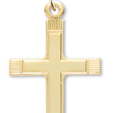 Women's 14kt Gold Over Sterling Silver Stripe Tips Squared Edge Cross + 18 Inch Gold Plated Chain &amp; Clasp - Gold-tone