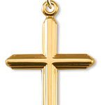 Women's 14kt Gold Over Sterling Silver Beveled Edge Cross Pendant + 18 Inch Gold Plated Chain &amp; Clasp - Gold-tone