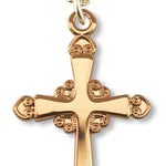Women's 14kt Gold Over Sterling Silver Floral Accent Tip Cross Pendant + 18 Inch Gold Plated Chain - Gold-tone