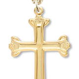 Women's 14kt Gold Over Sterling Silver Loop Tip Cross Raised Border Pendant + 18 Gold Plated Chain &amp; Clasp - Gold-tone